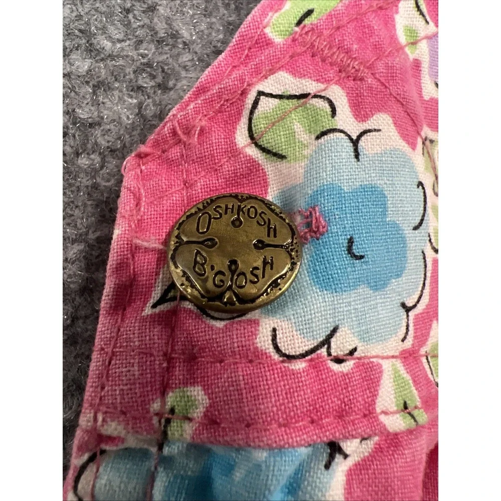 Vintage 90s OshKosh B'gosh Pink Floral Overalls 3T USA Made Cotton Rare